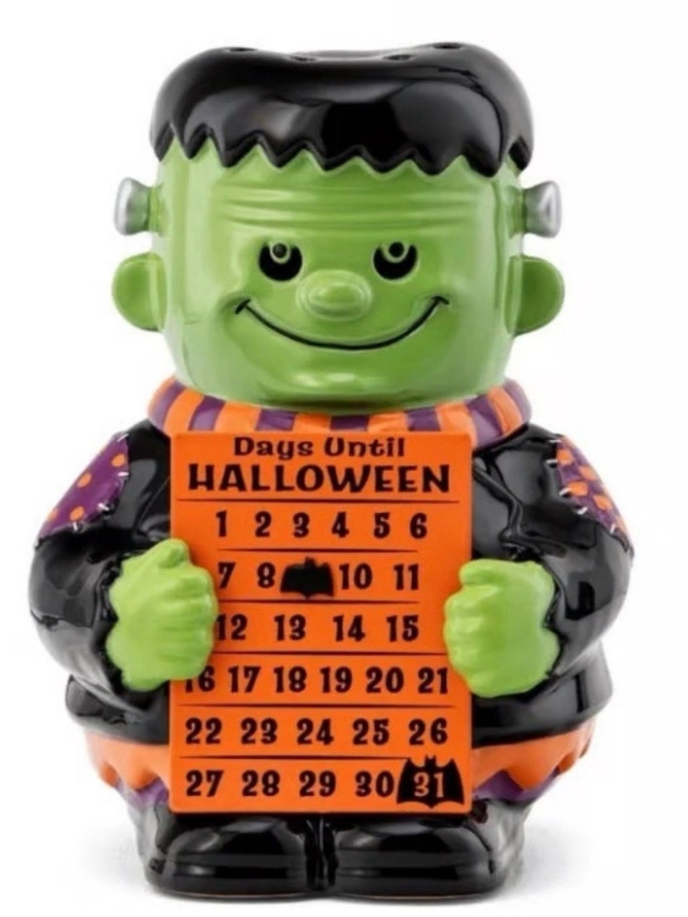 Scentsy Green Frankenstein Countdown Figurine - Black, Orange & Purple